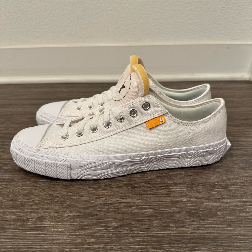 Converse White Sneakers with Orange Detail